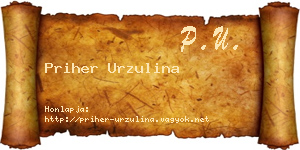 Priher Urzulina névjegykártya